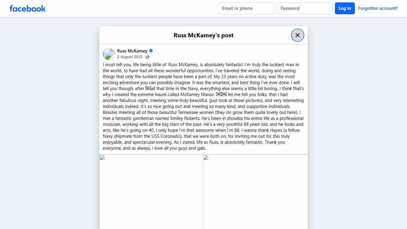 Russ McKamey - I must tell you, life being little ol’ Russ... Facebook